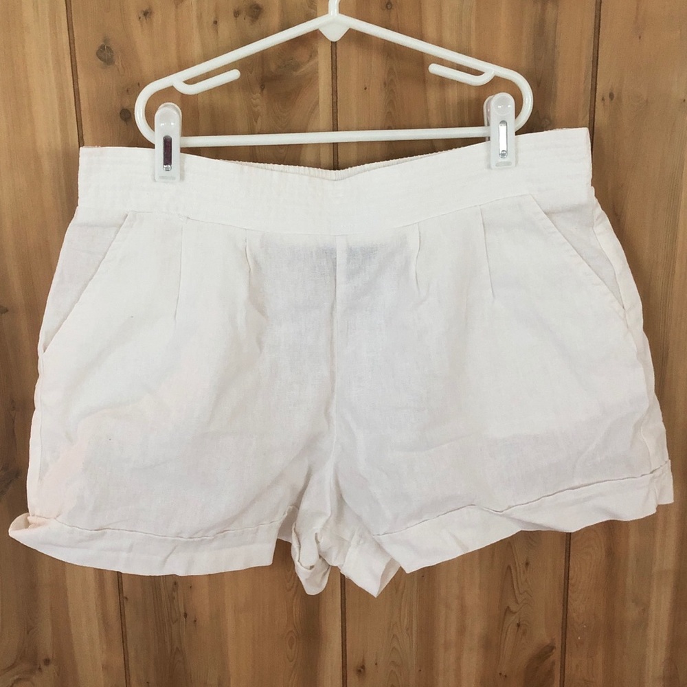 White linen shorts